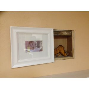 Inside wall stash with white frame